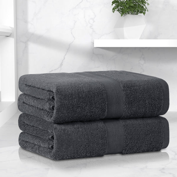 LINENOVA 550GSM Cotton Bath Sheets Set 2Pcs Charcoal