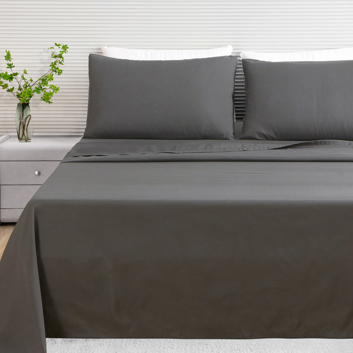 LINENOVA 1200TC Ultra Soft Microfibre Bed Sheets Single Dark Grey