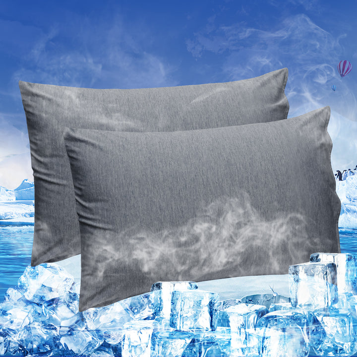 LINENOVA 2 Pack Cooling Pillowcases Grey