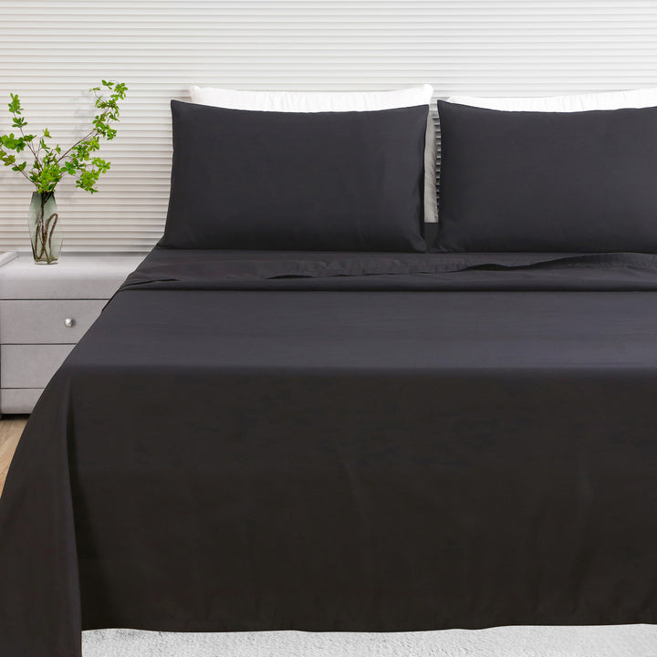 LINENOVA 1200TC Ultra Soft Microfibre Bed Sheets Single Black