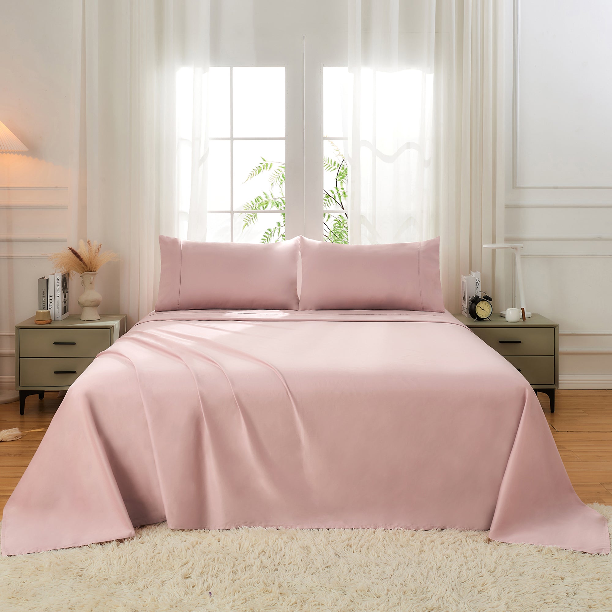 Stone & Beam Rose high quality Pink 100% Belgian Linen Sheet Set Queen